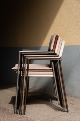 stack of montis Yves chairs during Milan design week 2024